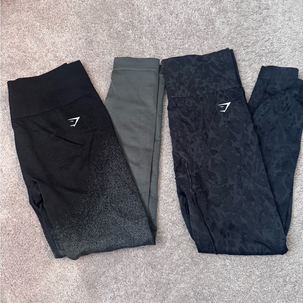 Gymshark Black and Dark Gray Leggings Duo